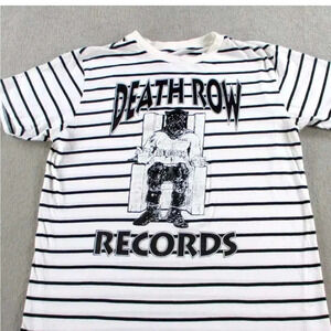 Death Row Records Striped Large Men T-Shirt EUC Rap R&B Unisex